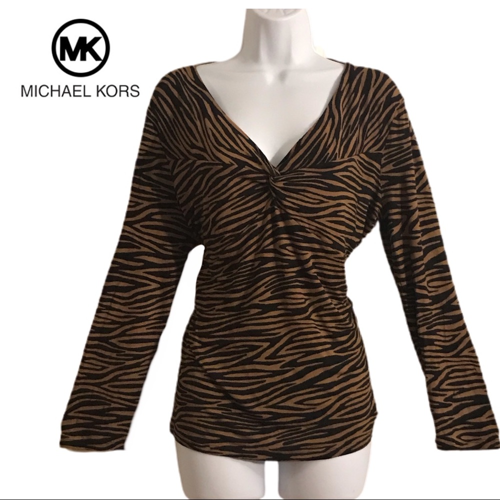 Michael Kors Zebra Print Knot Front Blouse